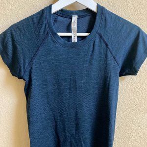 Size 4 Blue/Gray Lululemon Swiftly Short Sleeve Shirt